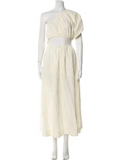 Pre-owned Farm Rio Linen Midi Length Dress In Neutral