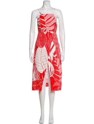 Pre-owned Farm Rio Linen Midi Length Dress In Orange