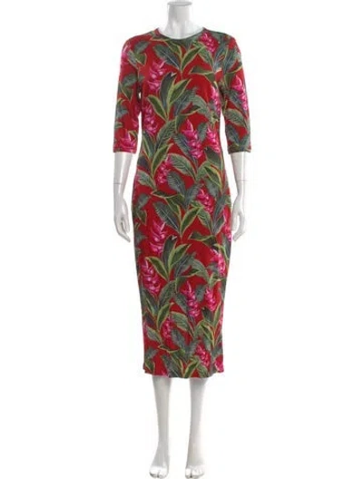 Pre-owned Farm Rio Linen Midi Length Dress W/ Tags In Green