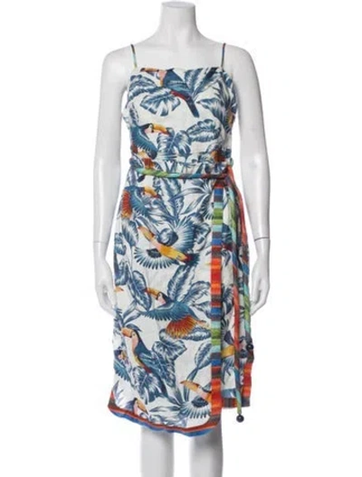 Pre-owned Farm Rio Linen Midi Length Dress W/ Tags In Multi