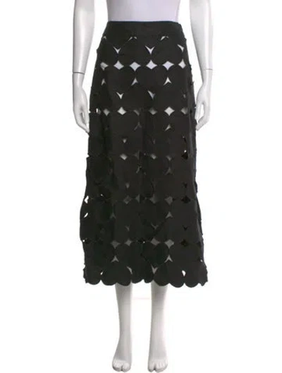 Pre-owned Farm Rio Linen Midi Length Skirt In Black