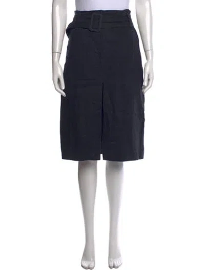 Pre-owned Farm Rio Linen Midi Length Skirt In Blue