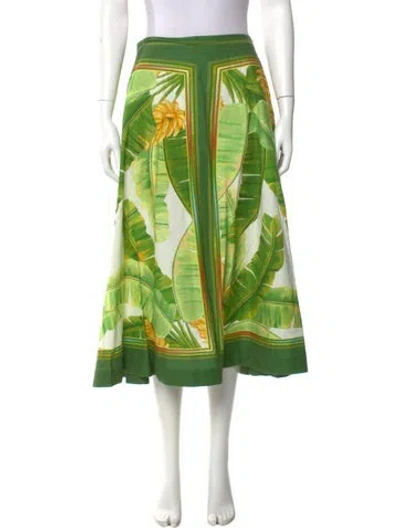 Pre-owned Farm Rio Linen Midi Length Skirt In Multi
