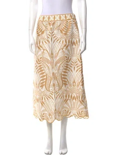 Pre-owned Farm Rio Linen Midi Length Skirt In Neutral