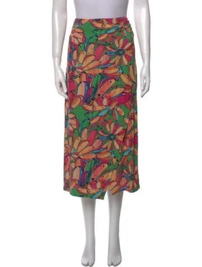 Pre-owned Farm Rio Linen Midi Length Skirt In Pink
