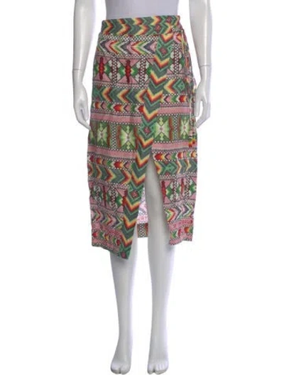 Pre-owned Farm Rio Linen Midi Length Skirt W/ Tags In Green