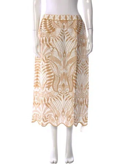 Pre-owned Farm Rio Linen Midi Length Skirt W/ Tags In Neutral