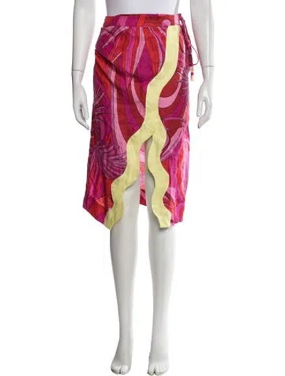 Pre-owned Farm Rio Linen Midi Length Skirt W/ Tags In Pink