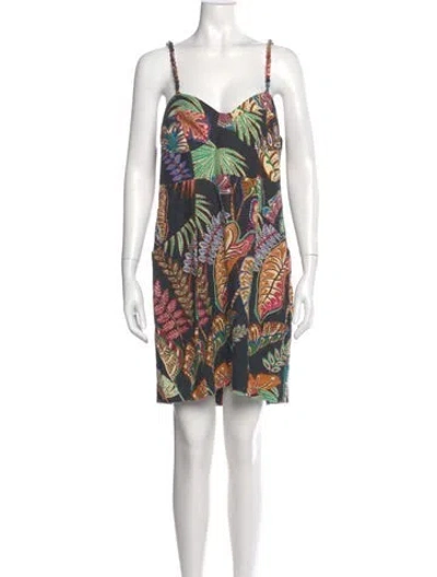 Pre-owned Farm Rio Linen Mini Dress In Black