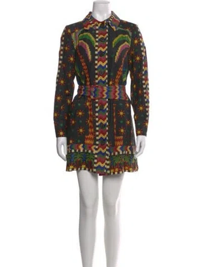 Pre-owned Farm Rio Linen Mini Dress In Black