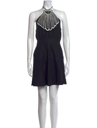 Pre-owned Farm Rio Linen Mini Dress In Black