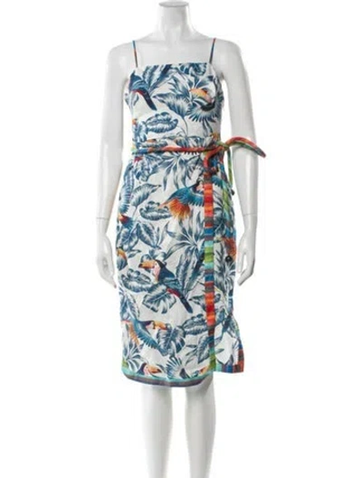 Pre-owned Farm Rio Linen Mini Dress In Blue