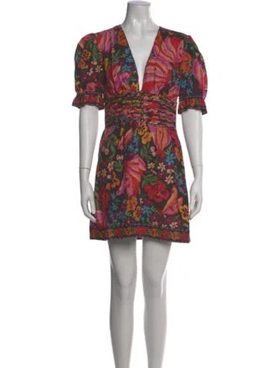 Pre-owned Farm Rio Linen Mini Dress In Blue