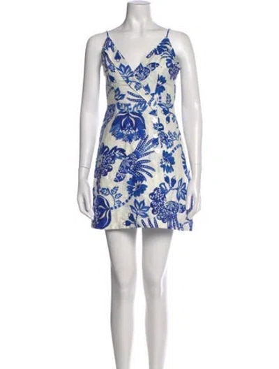 Pre-owned Farm Rio Linen Mini Dress In Blue