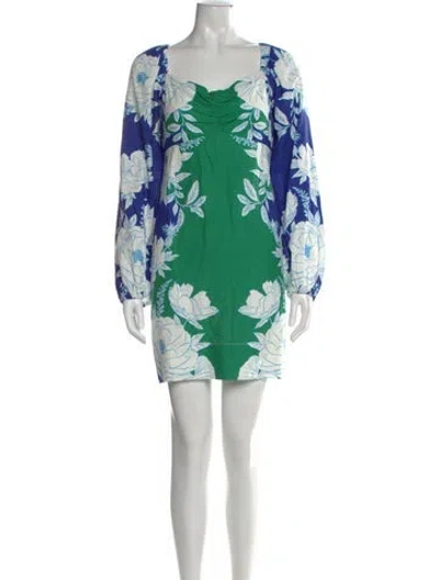 Pre-owned Farm Rio Linen Mini Dress In Blue