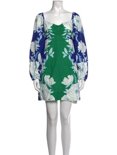 Pre-owned Farm Rio Linen Mini Dress In Blue