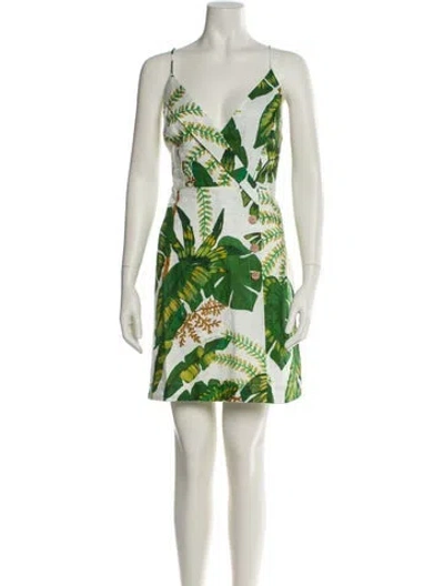 Pre-owned Farm Rio Linen Mini Dress In Green