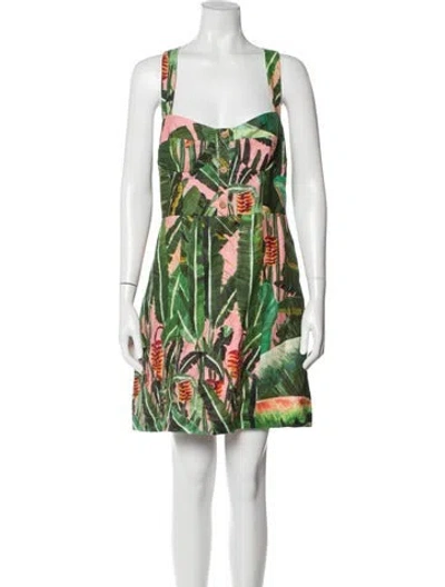 Pre-owned Farm Rio Linen Mini Dress In Green