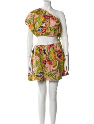 Pre-owned Farm Rio Linen Mini Dress In Green