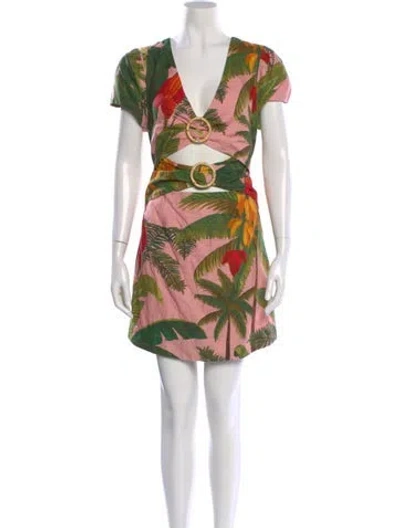 Pre-owned Farm Rio Linen Mini Dress In Green