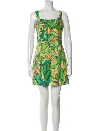 Pre-owned Farm Rio Linen Mini Dress In Green