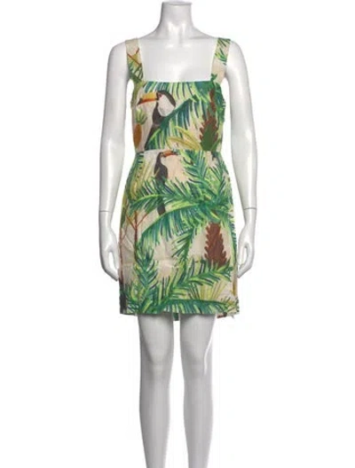 Pre-owned Farm Rio Linen Mini Dress In Green