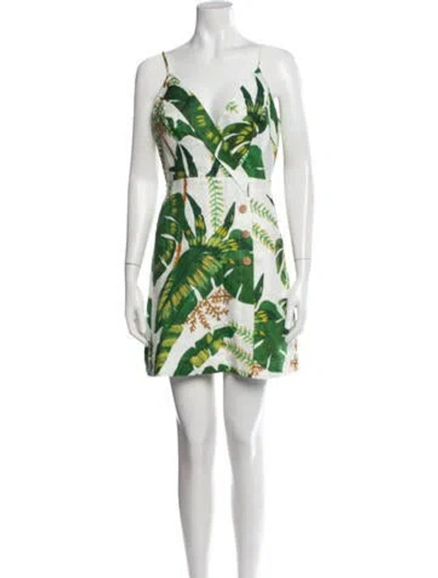 Pre-owned Farm Rio Linen Mini Dress In Green
