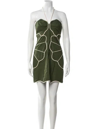 Pre-owned Farm Rio Linen Mini Dress In Green