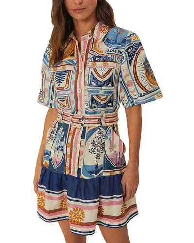 Farm Rio Linen Mini Dress In Multi