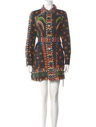 Pre-owned Farm Rio Linen Mini Dress In Multi