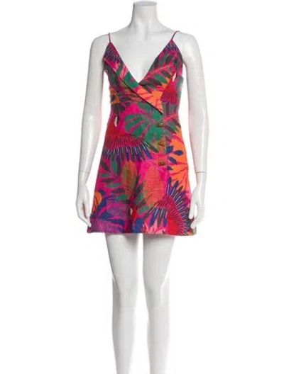 Pre-owned Farm Rio Linen Mini Dress In Multi