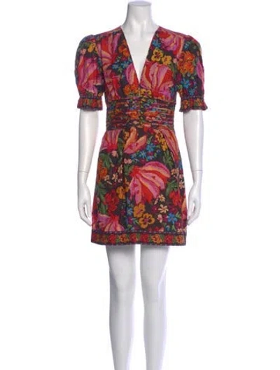 Pre-owned Farm Rio Linen Mini Dress In Multi