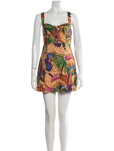 Pre-owned Farm Rio Linen Mini Dress In Multi
