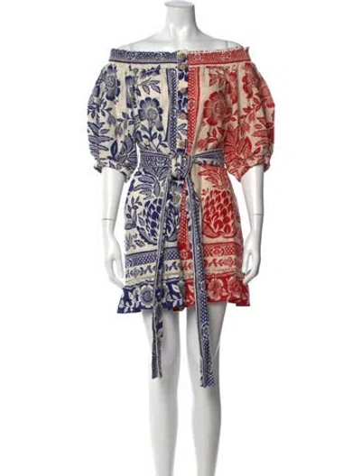 Pre-owned Farm Rio Linen Mini Dress In Multi