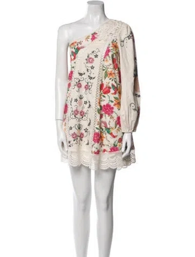 Pre-owned Farm Rio Linen Mini Dress In Neutral