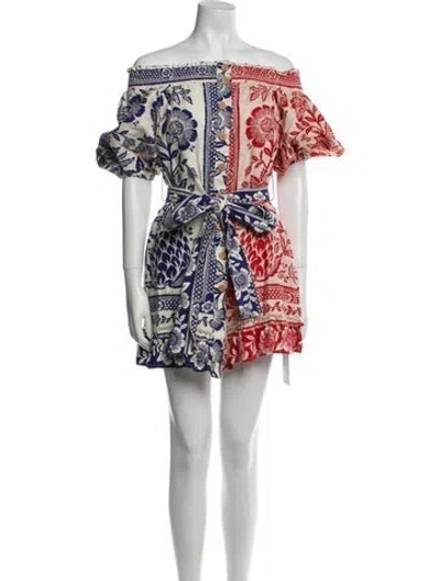 Pre-owned Farm Rio Linen Mini Dress In Neutral