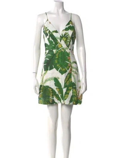 Pre-owned Farm Rio Linen Mini Dress In Neutral
