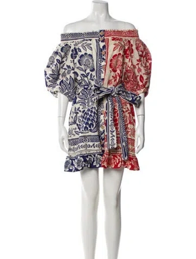 Pre-owned Farm Rio Linen Mini Dress In Neutral