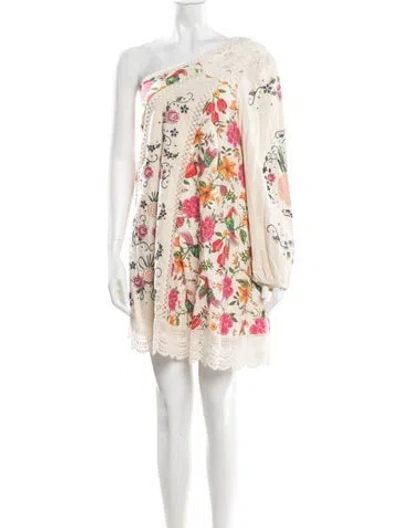 Pre-owned Farm Rio Linen Mini Dress In Neutral