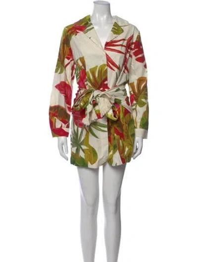 Pre-owned Farm Rio Linen Mini Dress In Neutral