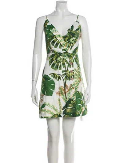 Pre-owned Farm Rio Linen Mini Dress In Neutral