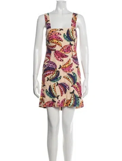 Pre-owned Farm Rio Linen Mini Dress In Neutral