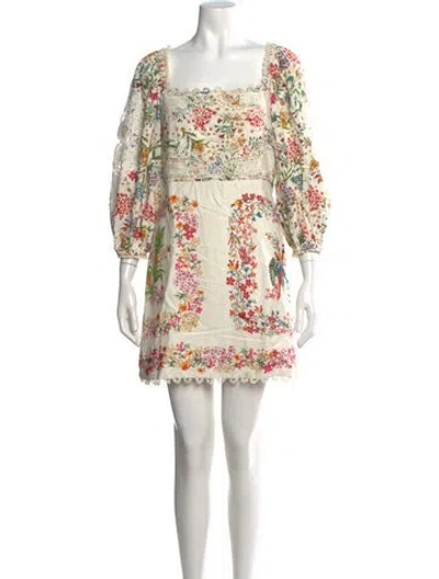 Pre-owned Farm Rio Linen Mini Dress In Neutral