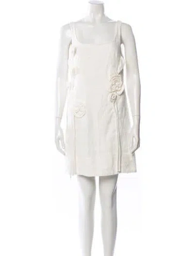 Pre-owned Farm Rio Linen Mini Dress In Neutral