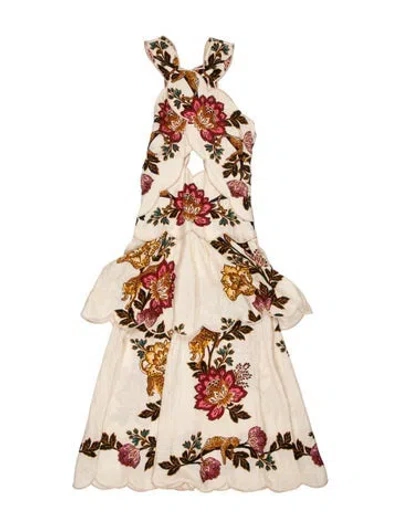 Pre-owned Farm Rio Linen Mini Dress In Neutral