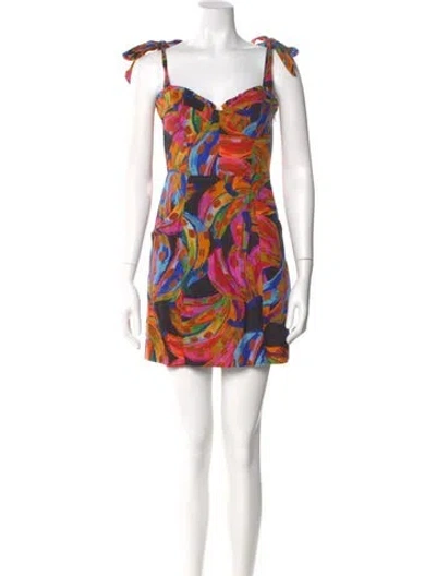 Pre-owned Farm Rio Linen Mini Dress In Orange