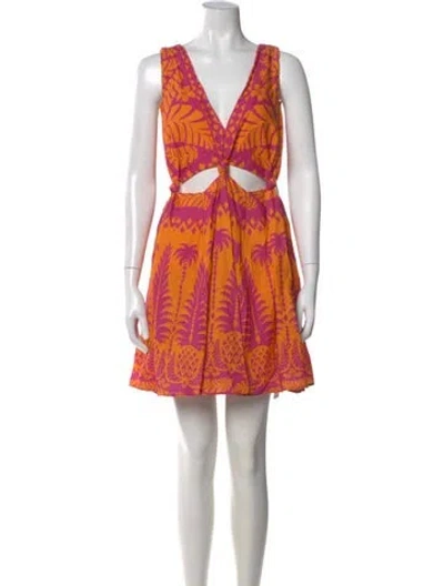 Pre-owned Farm Rio Linen Mini Dress In Orange