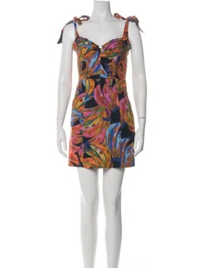 Pre-owned Farm Rio Linen Mini Dress In Orange