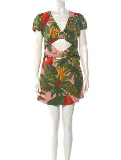Pre-owned Farm Rio Linen Mini Dress In Pink