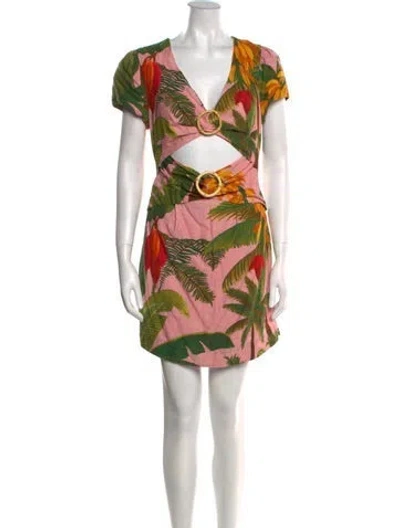 Pre-owned Farm Rio Linen Mini Dress In Pink